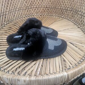 True Religion Black Fur Women's Slippers